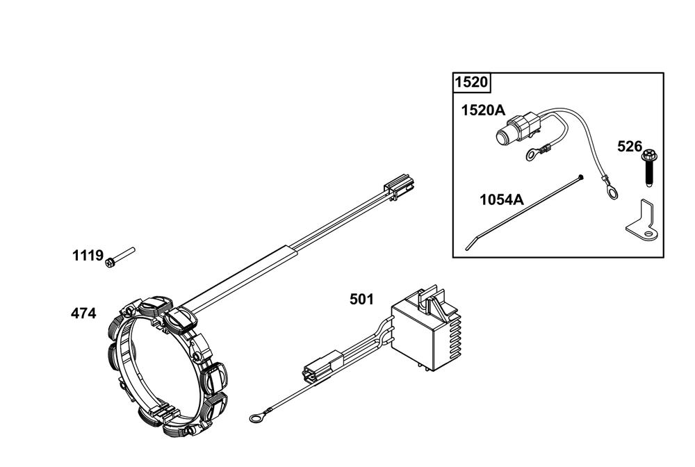 Alternator Group Diagram and Parts List for 61A277-0107-J1  Briggs and Stratton Engine